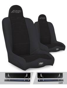 PRP Seats - PRP Daily Driver High Back Suspension Seats Kit for 97-02 Jeep Wrangler TJ (Pair), Black - A140110-C23-50