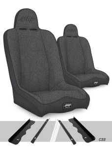 PRP Seats - PRP Daily Driver High Back Suspension Seats Kit for 95-01 Jeep Cherokee XJ (Pair), Gray - A140110-C33-54