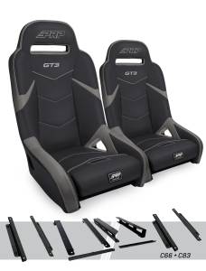 PRP Seats - PRP GT3 Suspension Seats Kit for Honda Talon (Pair), Black & Gray - A7301-PORXP-C66-203