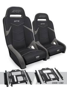 PRP Seats - PRP GT3 Suspension Seats Kit for Polaris RZR 570, 800, 900 (Pair), Black & Gray - A7301-PORXP-C50S-203