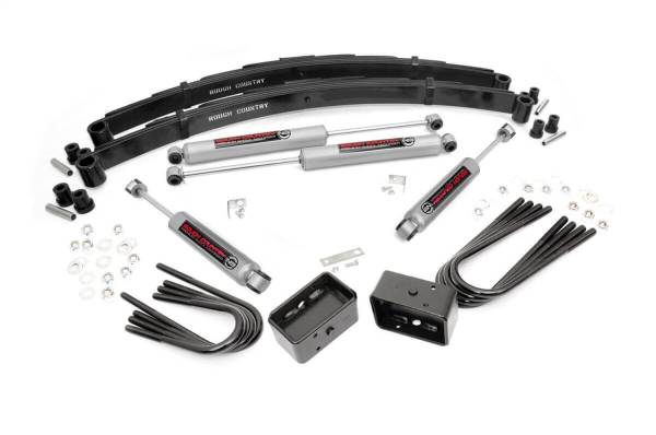 Rough Country - Rough Country Suspension Lift Kit w/Shocks 2 in. Lift Incl. Leaf Springs Brake Line Reloc. Brkt. U-Bolts Hardware Blocks Front and Rear Premium N3 Shocks - 26730 - Image 1