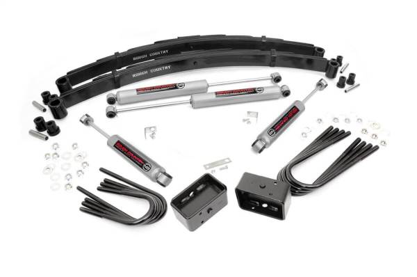 Rough Country - Rough Country Suspension Lift Kit w/Shocks 2 in. Lift Incl. Leaf Springs Brake Line Reloc. U-Bolts Blocks Hardware Front and Rear Premium N3 Shocks - 140-88-9230 - Image 1