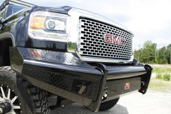 Fab Fours - Fab Fours Black Steel Front Ranch Bumper 2 Stage Black Powder Coated w/o Full Grill Guard Incl. Light Cut-Outs - GM11-S2861-1 - Image 1