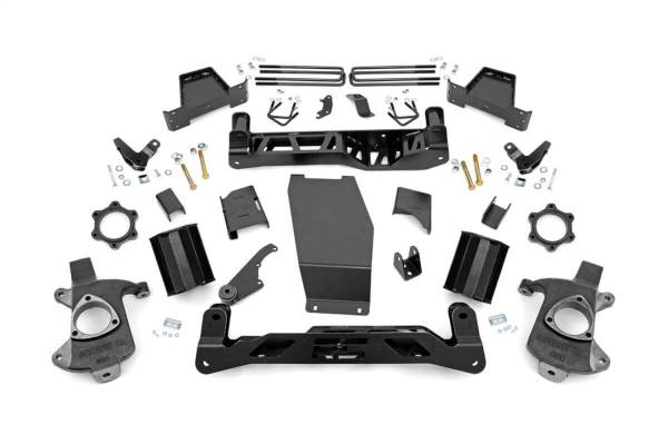 Rough Country - Rough Country Suspension Lift Kit 7 in. Lift Upper Strut Spacers Skid Plate Front/Rear Cross Member Sway Bar Drop Brackets Fabricated Anti-Wrap Lift Blocks Stock Cast Steel - 18802 - Image 1