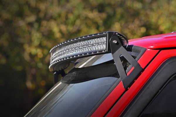 Rough Country - Rough Country LED Light Bar Windshield Mounting Brackets 50 in. Chrome Series Curved LED w/DRL Upper - 70073 - Image 1