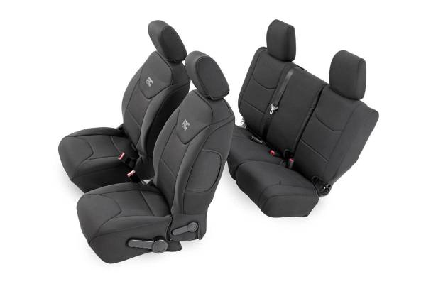 Rough Country - Rough Country Seat Cover Set Black Neoprene Incl. 2-Front Seat Covers 2-Rear Seat Covers 4 Headrest Covers - 91002A - Image 1