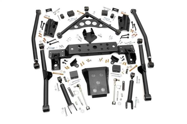 Rough Country - Rough Country X-Flex Long Arm Upgrade Kit For 4 in. Lift Incl. Front And Rear Control Arms 0.25 in. Thick Cross Member Skid Plate Sway Bar Disconnects Bump Stops Track Bar Bracket - 90900U - Image 1