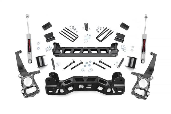 Rough Country - Rough Country Suspension Lift Kit 4 in. w/N3 Shocks 1/4 in. Thick Plate Steel w/Laser-Cut Logo Lifted Knuckles Strut Spacers Front / Rear Crossmembers Brackets w/Hardware - 57231 - Image 1