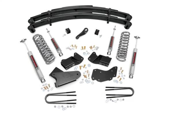 Rough Country - Rough Country Suspension Lift Kit w/Shocks 4 in. Lift Incl. Coil Springs Radius Arm/I-Beam Drop Brkt. Pitman Arm Leaf Springs U-Bolts Hardware Front and Rear Premium N3 Shocks - 48530 - Image 1