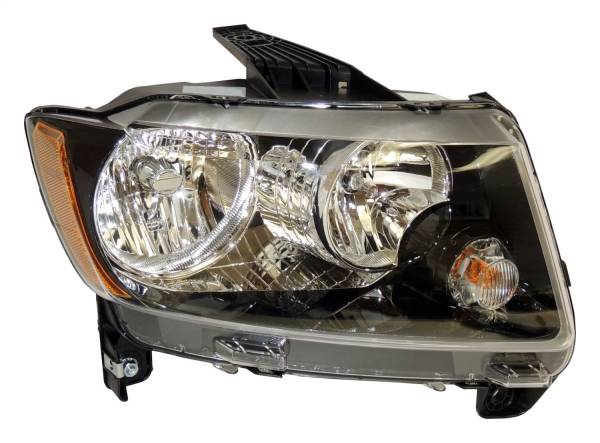 Crown Automotive Jeep Replacement - Crown Automotive Jeep Replacement Head Light Right w/Halogen Bulbs w/Black Bezels Includes Bulbs  -  68171214AB - Image 1