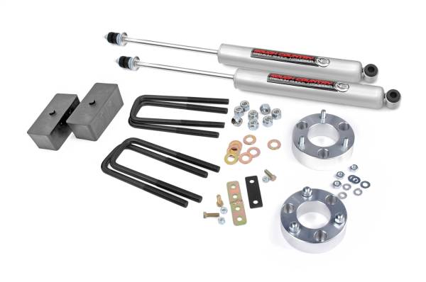 Rough Country - Rough Country Suspension Lift Kit w/Shocks 2.5 in. Lift Incl. Front Upper Strut Ext. Rear Lift Blocks U-Bolts Brake Line Brkt. Proportioning Valve Brkt. Rear Premium N3 Shocks - 75030 - Image 1