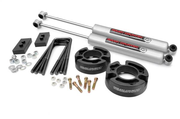 Rough Country - Rough Country Leveling Lift Kit w/Shocks 2.5 in. Lift Incl. Strut Extensions Blocks U-Bolts Hardware Rear Premium N3 Shocks - 57030 - Image 1