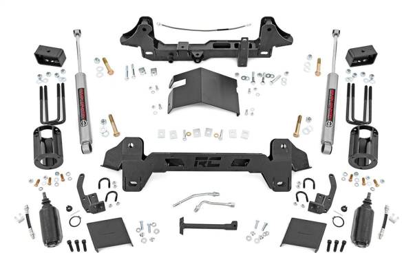 Rough Country - Rough Country Suspension Lift Kit w/Shocks 6 in. Lift Incl. Knuckle/Steering Ext. Strut Spacer Crossmember Swaybar Drop Brkt Power Steering Pressure Line Blocks Rear Prem. N3 Shocks - 74130 - Image 1