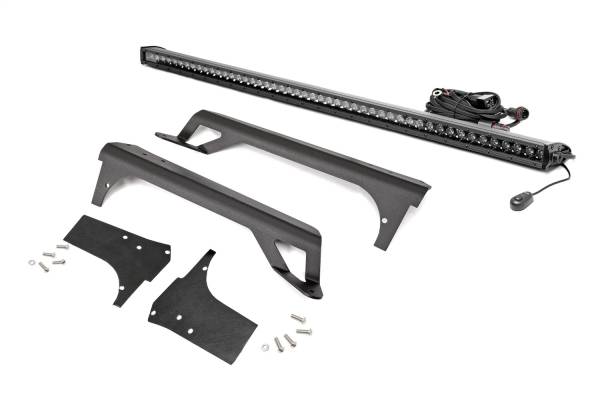 Rough Country - Rough Country LED Light Bar Windshield Mounting Brackets 50 in. Upper Steel Black Powder Coat w/Single Row Black Series LED - 70588BL - Image 1