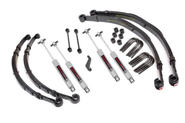 Rough Country - Rough Country Suspension Lift Kit w/Shocks 4 in. Lift Incl. Leaf Springs Pitman Arm Transfer Case Drop Kit Swaybar Links U-Bolts Hardware Front and Rear Premium N3 Shocks - 675-76-8130 - Image 1