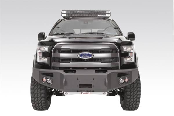 Fab Fours - Fab Fours Premium Heavy Duty Winch Front Bumper Uncoated/Paintable w/o Grill Guard Incl. 1 in. D-Ring Mounts/Light Cut-Outs w/Hella 90mm Fog Lamps And 60mm Turn Signals [AWSL] - FF15-H3251-B - Image 1