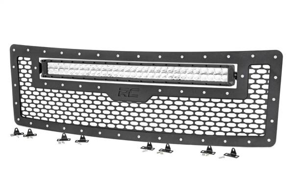 Rough Country - Rough Country Mesh Grille w/LED w/30 in. Dual Row Chrome Series w/Cool White DRL - 70234 - Image 1