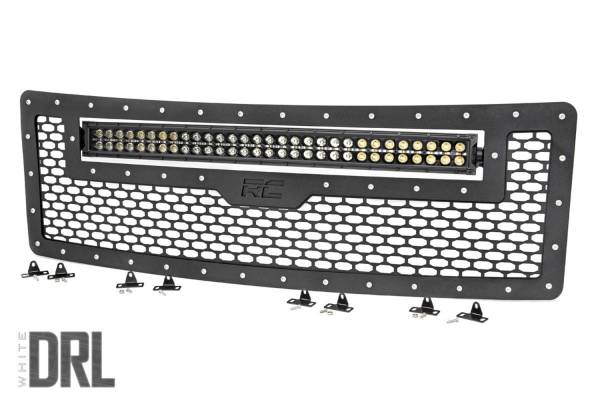 Rough Country - Rough Country Mesh Grille 30 in. Front Dual Row LED Black Powder Coat Finish Stainless Steel Hardware Unique Mesh Pattern w/Cool White DRL - 70232 - Image 1