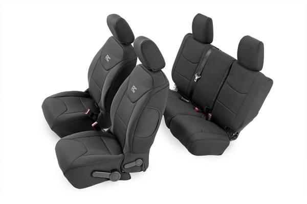 Rough Country - Rough Country Seat Cover Set Black Neoprene Incl. 2-Front Seat Covers 2-Rear Seat Covers 4 Headrest Covers - 91003 - Image 1