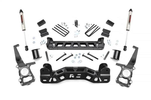 Rough Country - Rough Country Suspension Lift Kit 4 in. w/V2 Shocks 1/4 in. Thick Plate Steel w/Laser-Cut Logo Lifted Knuckles Strut Spacers Front / Rear Crossmembers Brackets w/Hardware - 57271 - Image 1