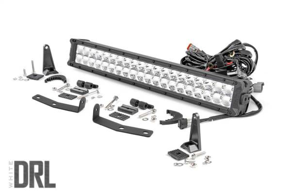 Rough Country - Rough Country LED Bumper Kit 20 in. Front Die Cast Aluminum Housing Premium Flat Wound Wiring Harness w/On/Off Switch 9600 Lumens Of Lighting Power Chrome Series w/White DRL - 70646DRL - Image 1