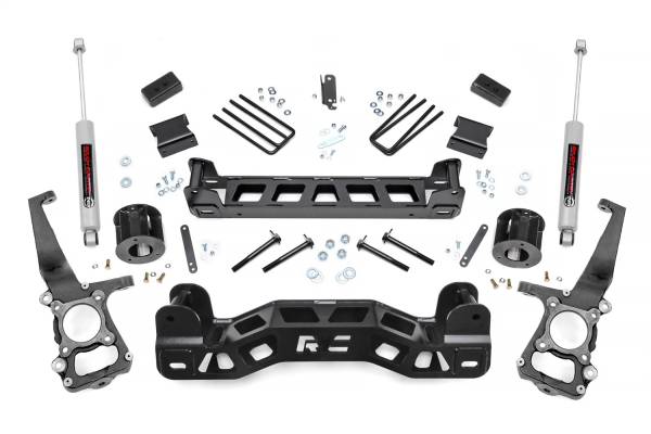 Rough Country - Rough Country Suspension Lift Kit 4 in. w/N3 Shocks 1/4 in. Thick Plate Steel w/Laser-Cut Logo Lifted Knuckles Strut Spacers Front / Rear Crossmembers Brackets w/Hardware - 57230 - Image 1