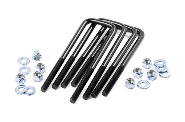 Rough Country - Rough Country U-Bolts Thread Size 9/16 in. Inside Width 3.25 in. Inside Length 8.5 in. Square Style E-Coated Black Finish Corrosion Resistant Set Of 4 - 7627 - Image 1