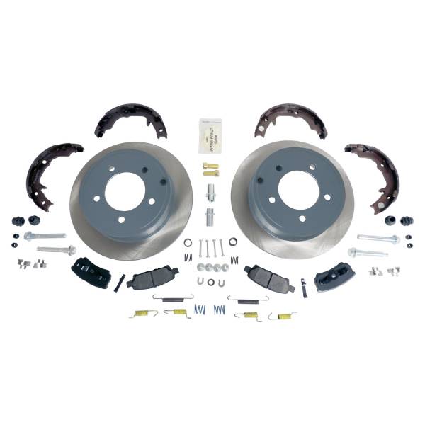 Crown Automotive Jeep Replacement - Crown Automotive Jeep Replacement Disc Brake Service Kit Rear Incl. Pads/Rotors/Parking Brake Shoes/Caliper Hardware Kit/Parking Brake Shoes/Parking Brake Hardware Kit  -  5105515K - Image 1