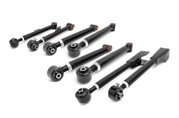 Rough Country - Rough Country X-Flex Control Arm Set Incl. 8 Tubular Adjustable Control Arms w/X-Flex Joints Clevite OEM Style Rubber Bushings Sleeves Grease Fittings - 11470 - Image 1