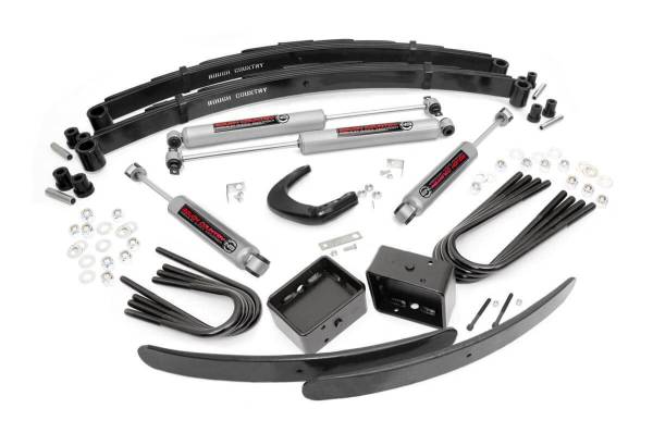 Rough Country - Rough Country Suspension Lift Kit w/Shocks 6 in. Lift Incl. Leaf Springs Steering Arm Brake Line Reloc. Blocks Add-A-Leaf U-Bolts Hardware Front and Rear Premium N3 Shocks - 12530 - Image 1