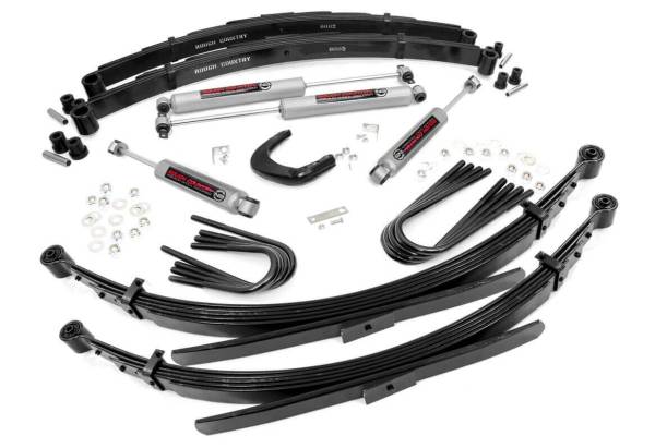 Rough Country - Rough Country Suspension Lift Kit w/Shocks 6 in. Lift Incl. 52 In. Leaf Springs Steering Arm Brake Line Reloc. U-Bolts Hardware Front and Rear Premium N3 Shocks - 12830 - Image 1