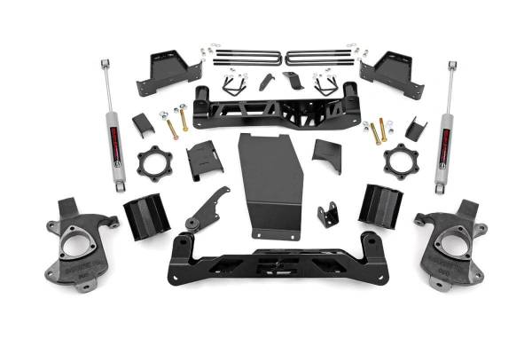 Rough Country - Rough Country Suspension Lift Kit 6 in. Lifted Knuckles Front/Rear High Clearance Cross Members Skid-Plate Fabricated Anti-Wrap Lift Blocks Includes N2.0 Shocks - 22635 - Image 1