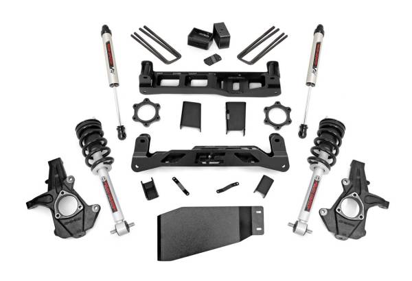 Rough Country - Rough Country Suspension Lift Kit 5 in. Incl. Struts Beefy Lower Skid Plate Sway Bar Drop Brackets Rear 6.5 in. Fabricated Anti Wrap Lift Blocks - 26271 - Image 1