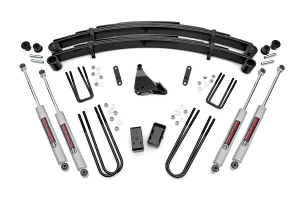 Rough Country - Rough Country Suspension Lift Kit w/Shocks 4 in. Lift Incl. Leaf Springs Swaybar/Trackbar Drop Brkt. Blocks U-Bolts Hardware Front and Rear Premium N3 Shocks - 49530 - Image 1