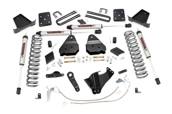 Rough Country - Rough Country Suspension Lift Kit 6 in. w/V2 Series Shocks Lifted Coil Springs Stainless Steel Braided Brake Lines Brackets Bumpstop Spacers Includes Hardware - 53370 - Image 1