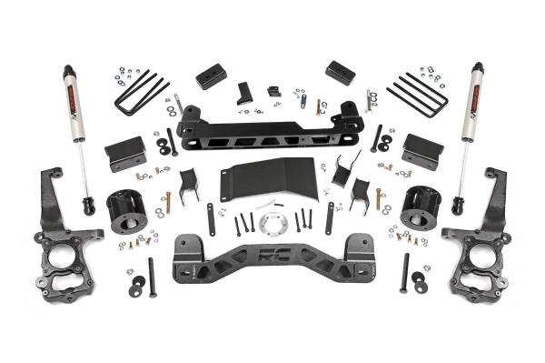 Rough Country - Rough Country Suspension Lift Kit 4 in. w/V2 Shocks Lifted Knuckles Driveshaft And Strut Spacers Brackets 1/4 in. Thick Plate Steel Front/Rear Cross Members Includes Hardware - 55570 - Image 1