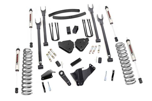 Rough Country - Rough Country Suspension Lift Kit 6 in. 4-Link w/V2 Monotube Shocks Rear Overload Springs Upper / Lower Control Arms Brackets Extended Sway-Bar Links Bumpstop Spacers Includes Hardware - 58070 - Image 1