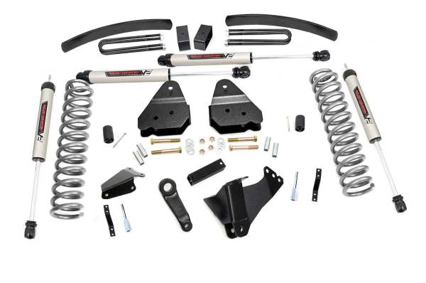 Rough Country - Rough Country Suspension Lift Kit 6 in. w/V2 Series Shocks Lifted Coil Springs Stainless Steel Braided Brake Lines Brackets Extended Sway-Bar Links Bumpstop Spacers Includes Hardware - 59670 - Image 1