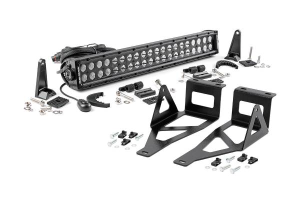 Rough Country - Rough Country Cree Black Series LED Light Bar 20 in. Dual Row 9600 Lumens 120 Watts Spot/Flood Beam IP67 Rating Incl. Hidden Bumper Mount - 70665 - Image 1