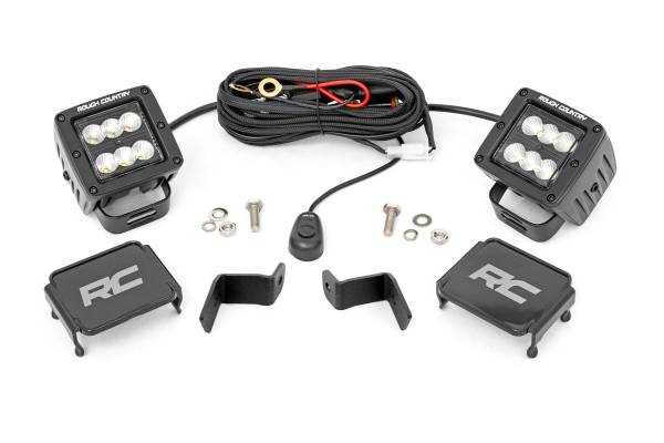 Rough Country - Rough Country Windshield 2 in. LED Lower Ditch Kit Flood Pattern - 71029 - Image 1