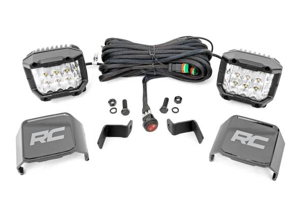 Rough Country - Rough Country Windshield 3 in. Wide Angle LED Power Ditch Kit - 71033 - Image 1