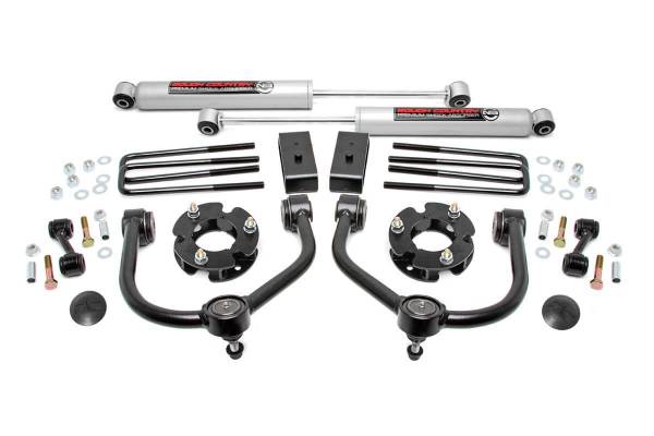 Rough Country - Rough Country Bolt-On Lift Kit w/Shocks 3 in. Lift Incl. Front Upper Control Arms Strut Spacers SwayBar Links Lift Blocks U-Bolts Premium N3 Shocks - 83430 - Image 1