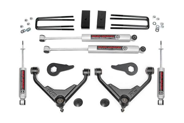 Rough Country - Rough Country Suspension Lift Kit w/Shocks 3 in. Lift Incl. Torsion Bar Adjuster Keys Upper Control Arms Ball Joint Caps Lift Blocks U-Bolts Front and Rear Premium N3 Shocks - 859830 - Image 1