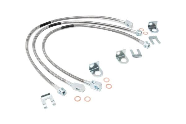 Rough Country - Rough Country Brake Lines 4-6 in. Stainless Steel Extended Brake Line Extra Length Internal Teflon Layer Even Under 4000 PSI Hollow Fasteners At Both Ends Provide Leak Free Flow Path - 89715 - Image 1