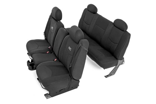 Rough Country - Rough Country Seat Cover Set Incl. Front Seat Cover Rear Seat Cover [4]Headrest Covers Neoprene Black - 91019 - Image 1