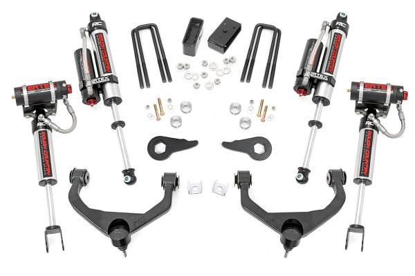 Rough Country - Rough Country Suspension Lift Kit 3.5 in. Tubular Upper Control Arms w/Reinforced Gusset Plate Cleveite Rubber Bushings Forged Torsion Bar Keys Front Rear N3 Nitrogen Charged Shock - 95950 - Image 1