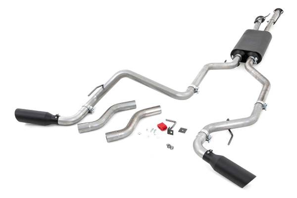 Rough Country - Rough Country Exhaust System Dual Cat-Back Black Tips Stainless Includes Installation Instructions - 96012 - Image 1