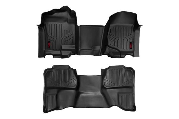 Rough Country - Rough Country Heavy Duty Floor Mats Bench Seat Quick Easy Installation Spill Saver Lip All Weather Protection Front And Rear Extended Cab - M-21072 - Image 1