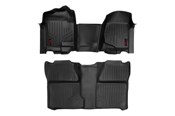 Rough Country - Rough Country Heavy Duty Floor Mats Bench Seat Quick Easy Installation Spill Saver Lip All Weather Protection Front And Rear Crew Cab - M-21073 - Image 1