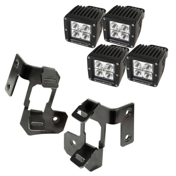 Rugged Ridge - Rugged Ridge Light Mount Kit, A-Pillar, Semi-Gloss Black, Square LED; 07-18 JK/JKU 11232.33 - Image 1